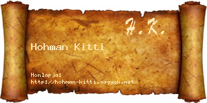 Hohman Kitti névjegykártya